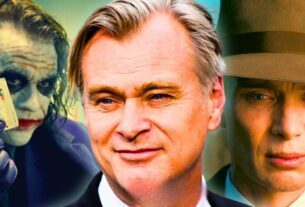 Uma das escolhas de elenco mais geniais de Christopher Nolan está lá em cima, com Heath Ledger como o Coringa