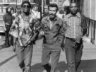 From left: John Kani, director Athol Fugard and Winston Ntswona walking past the Royal Court Theatre in London in 1973.