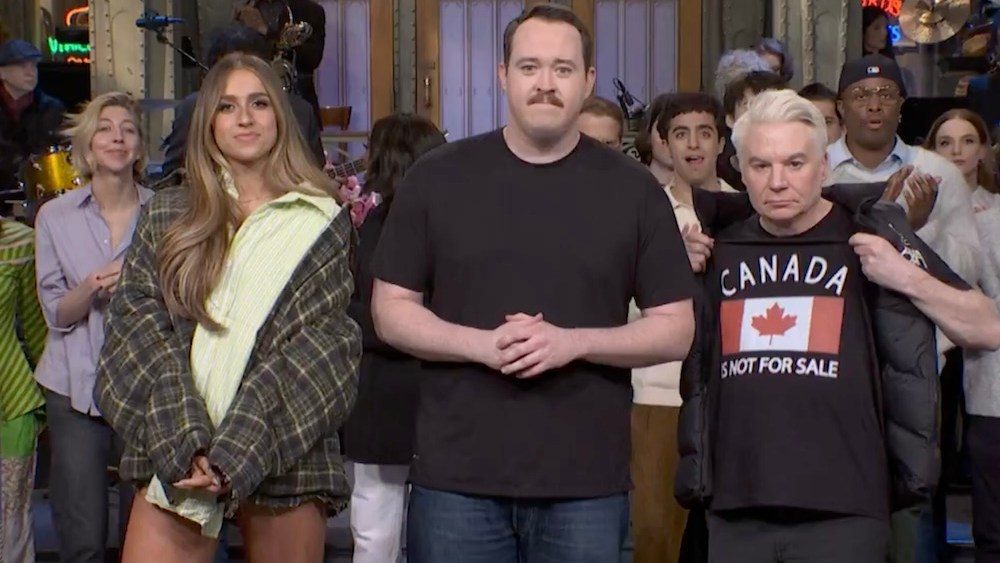 Mike Myers veste 'Canada não está à venda' camisa 'em' snl '