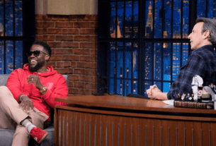 Kevin Hart and Seth Meyers on 'Late Night.'