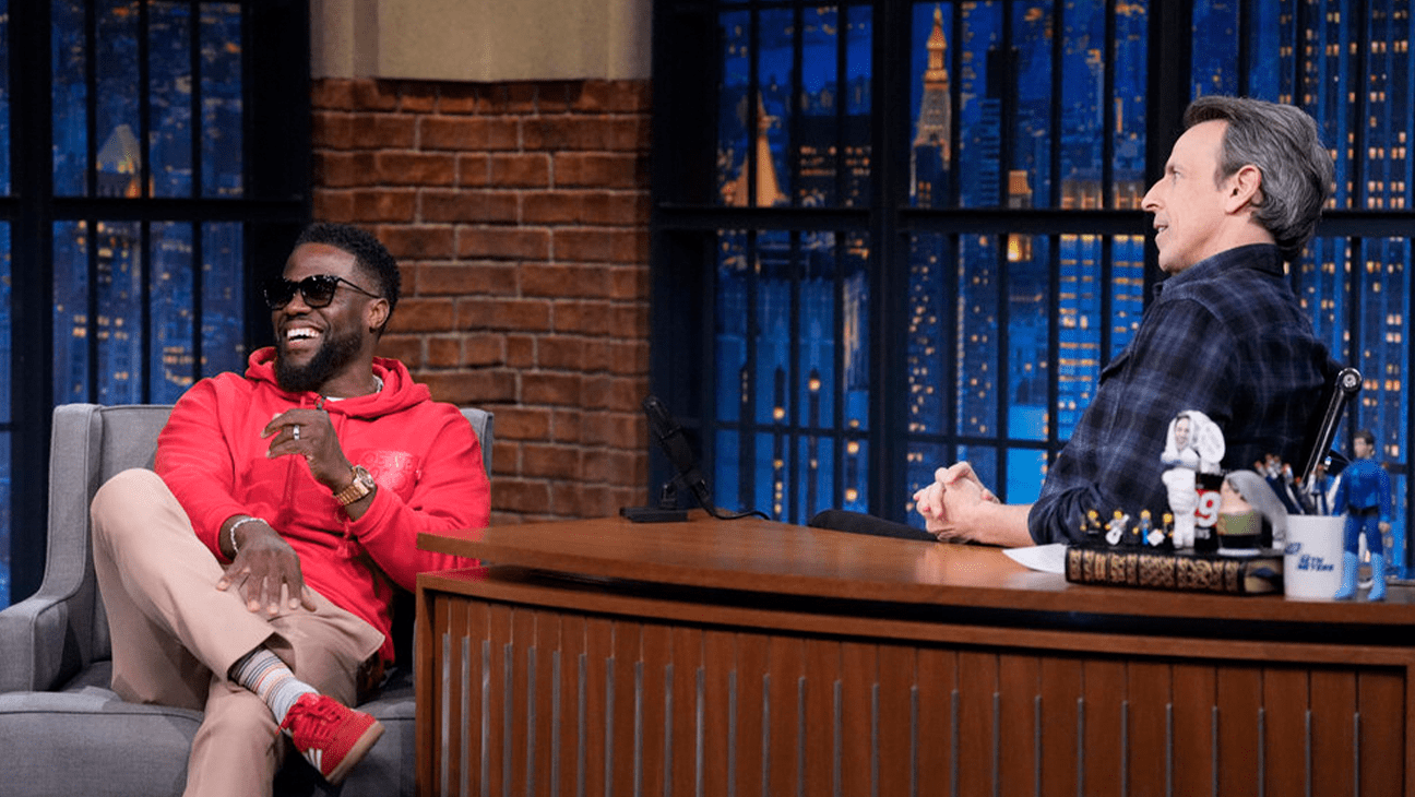 Kevin Hart and Seth Meyers on 'Late Night.'