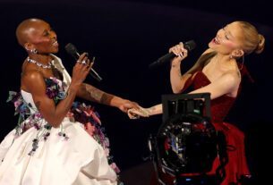 Cynthia Erivo and Ariana Grande perform onstage during the 97th Annual Oscars.