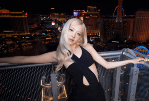 Rosé poses for a photo in Las Vegas to promote "Messy" from the F1 soundtrack