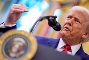 President Donald Trump speaks during a swearing in ceremony for U.S. Attorney for Washington, D.C. Jeanine Pirro in the Oval Office of the White House on May 28, 2025 in Washington, DC.