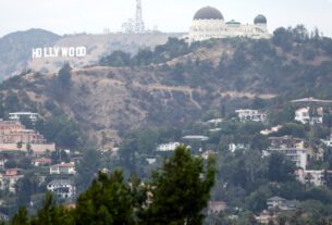 The Hollywood sign.