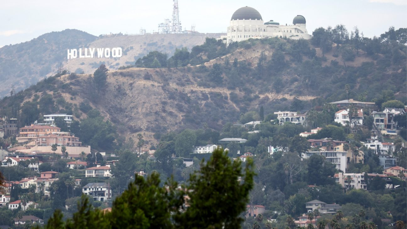 The Hollywood sign.