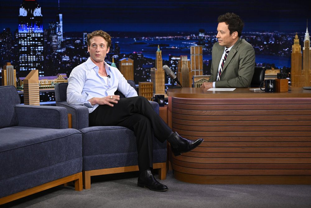 Jeremy Allen White during an interview with host Jimmy Fallon on Thursday's 'Tonight Show.'