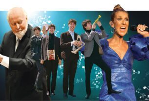 From left: John Williams, The Beatles and Celine Dion are the subjects of new documentaries.