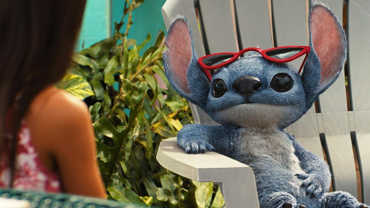 Lilo and Stitch, from left: Maia Kealoha, Stitch (voice: Chris Sanders), 2025.