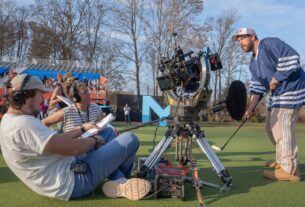 Kyle Newacheck and Adam Sandler from the set of 'Happy Gilmore 2.'