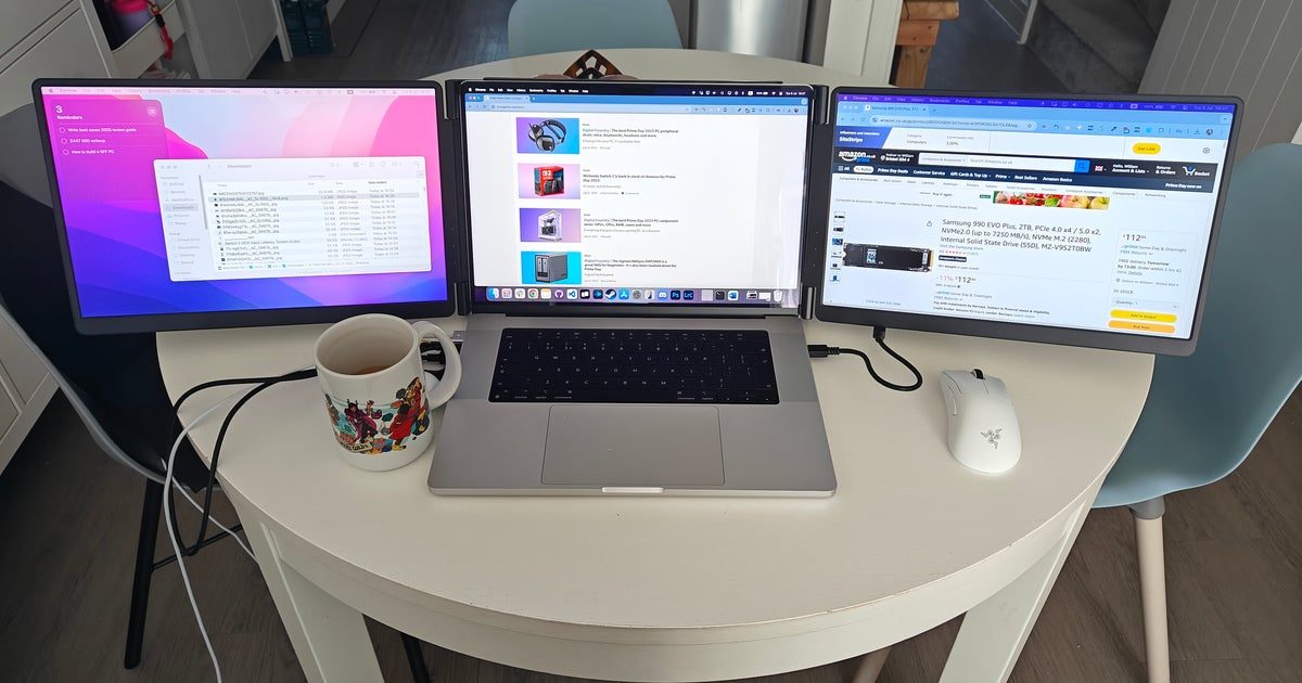 Ferramentas do comércio: um laptop de tela tripla é como estou cobrindo as vendas do Amazon Prime Day