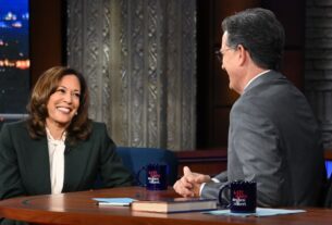 Kamala Harris aparece no 'Late Show' de Stephen Colbert