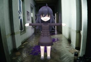 The Ghost Girl model on top of a screenshot from the Victreebel trailer of a gross hallway.
