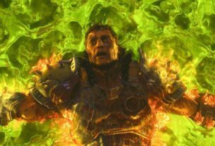 Doom guy sinks in a pool of acid.