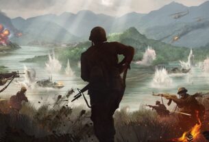 Art shows a soldier in the jungle.