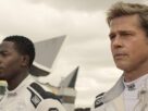 Damson Idris as Joshua Pearce and Brad Pitt as Sonny Hayes in F1