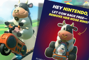 O grupo de direitos dos animais Peta pede que a Nintendo remova o anel de nariz "cruel" da vaca