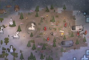 A fight between pawns and alpha animals in RimWorld.