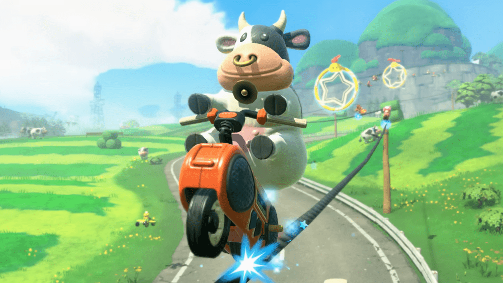 PETA pede a Nintendo a remover o anel de nariz da vaca 'Mario Kart World'