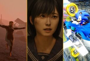 A composite image shows the protagonist of Baby Steps, Silent Hill f, and Sonic arranged in a line.