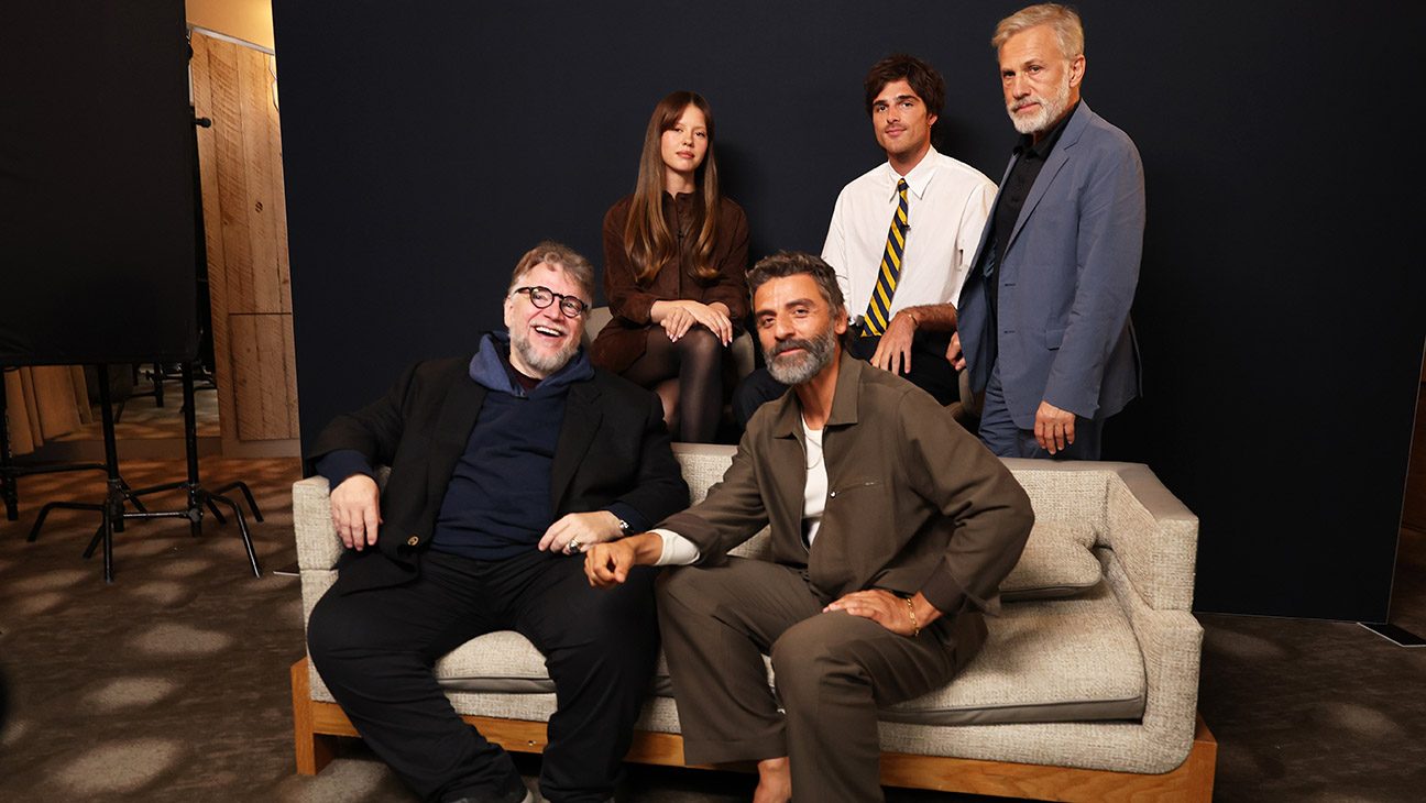 (L-R) Guillermo Del Toro, Mia Goth, Oscar Isaac, Jacob Elordi and Christopher Waltz attend The Hollywood Reporter TIFF Studio Presented By Canada Goose at 1 Hotel Toronto on September 08, 2025 in Toronto, Ontario.