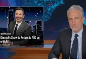 Jon Stewart celebra o retorno de Jimmy Kimmel após a suspensão da ABC