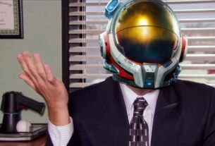 A picture of Michael Scott from The Office shows a space helmet from No Man's Sky superimposed on his face.
