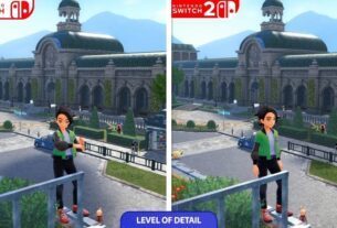 A comparison shows the new Pokemon game running on Switch 1 vs. Switch 2.