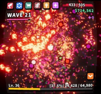 Bits blow up on a screen.