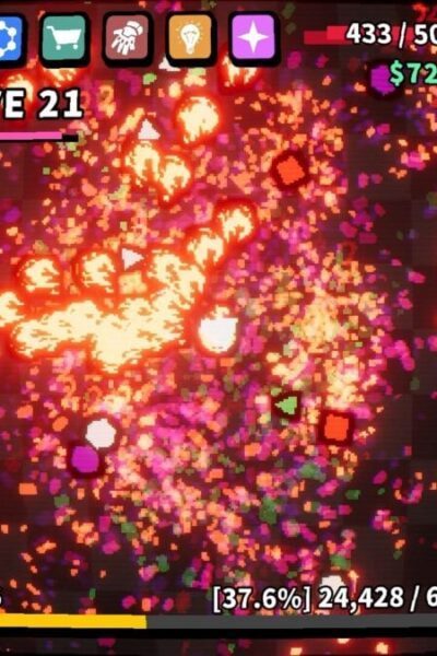 Bits blow up on a screen.