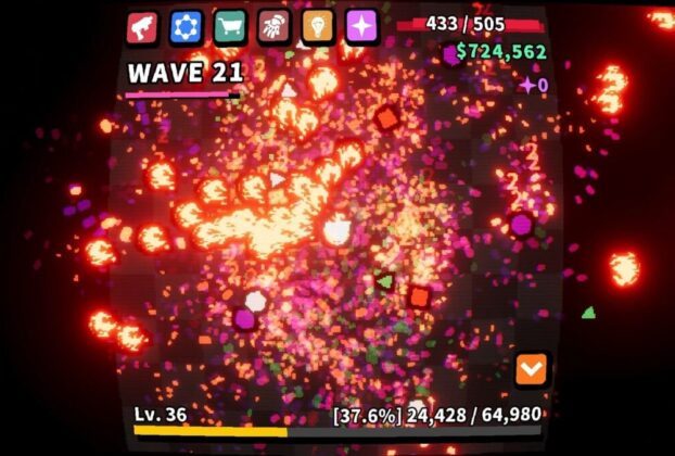 Bits blow up on a screen.