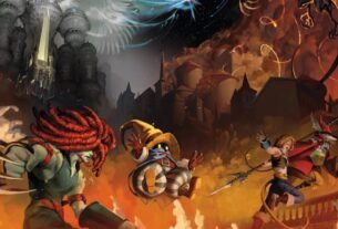 Art shows FF9 characters fighting in Alexandria.