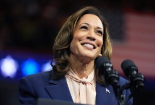 Democratic presidential candidate, U.S. Vice President Kamala Harris speaks during a campaign rally with Democratic vice presidential candidate Minnesota Gov. Tim Walz at the Liacouras Center at Temple University on August 6, 2024 in Philadelphia, Pennsylvania.