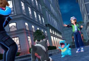 Pokemon fight on the streets at night.