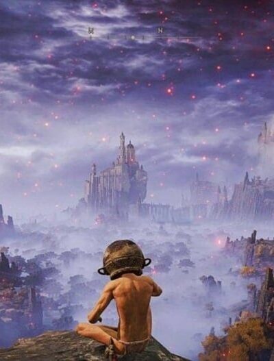 A man wearing a pot looks out at the world.