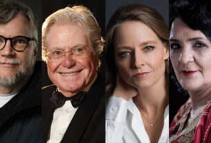 Marrakech 2025 Honorees. From left: Guillermo del Toro, Hussein Fahmi, Jodie Foster and Raouya.