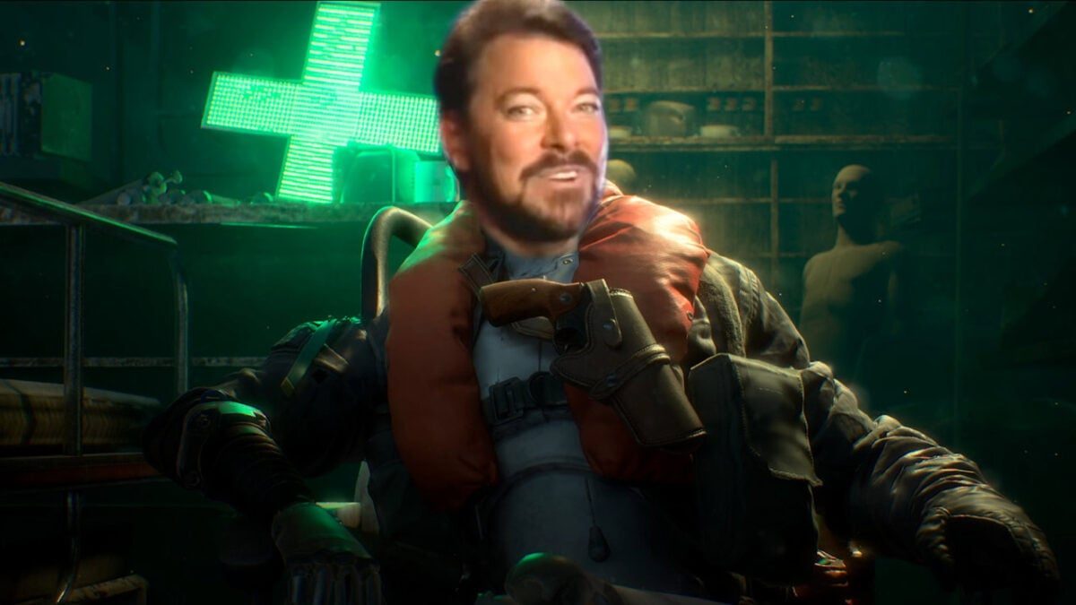 Johnathan Frakes' face from Beyond Belief: Fact or Fiction is superimposed on the body of an NPC in Arc Raiders.