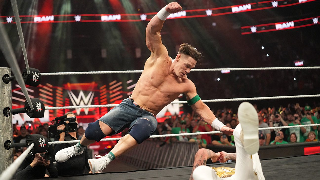 John Cena in action against Dominik Mysterio during Monday Night RAW at TD Garden on November 10, 2025 in Boston, Massachusetts.