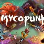 Arte oficial de Mycopunk com robôs do esquadrão contra ameaça fúngica