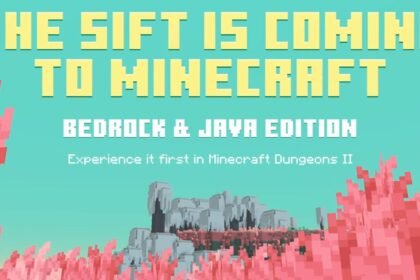 Paisagem de The Sift, a nova dimensão de Minecraft com vegetação rosada revelada na Minecraft Live 2026