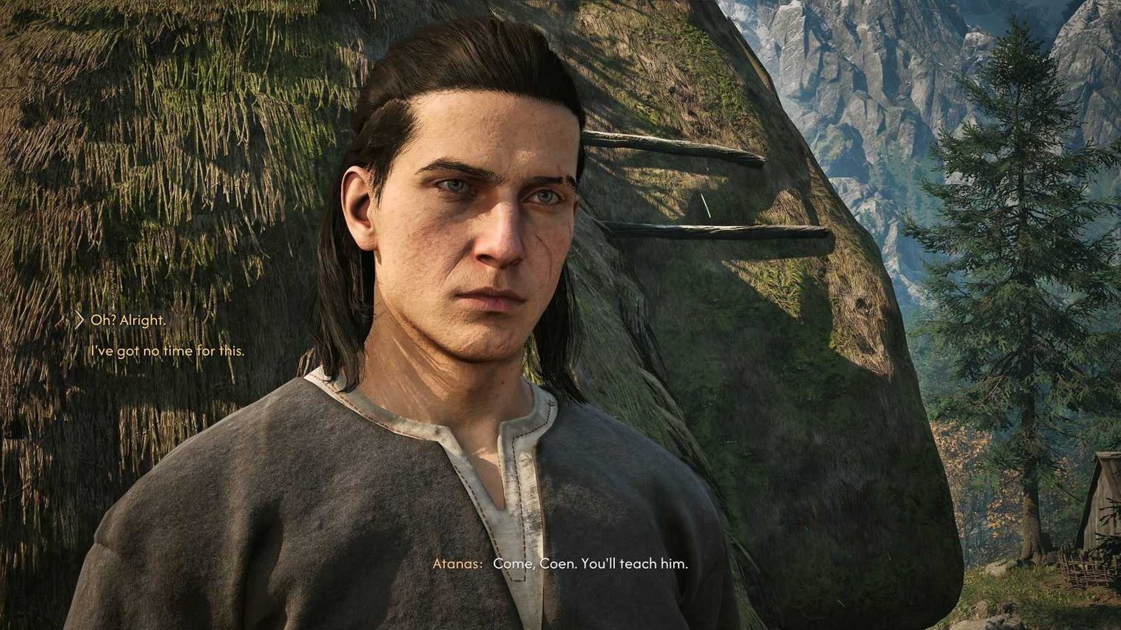 Coen conversando com Atanas na missão Someone Needs a Lesson em The Blood of Dawnwalker
