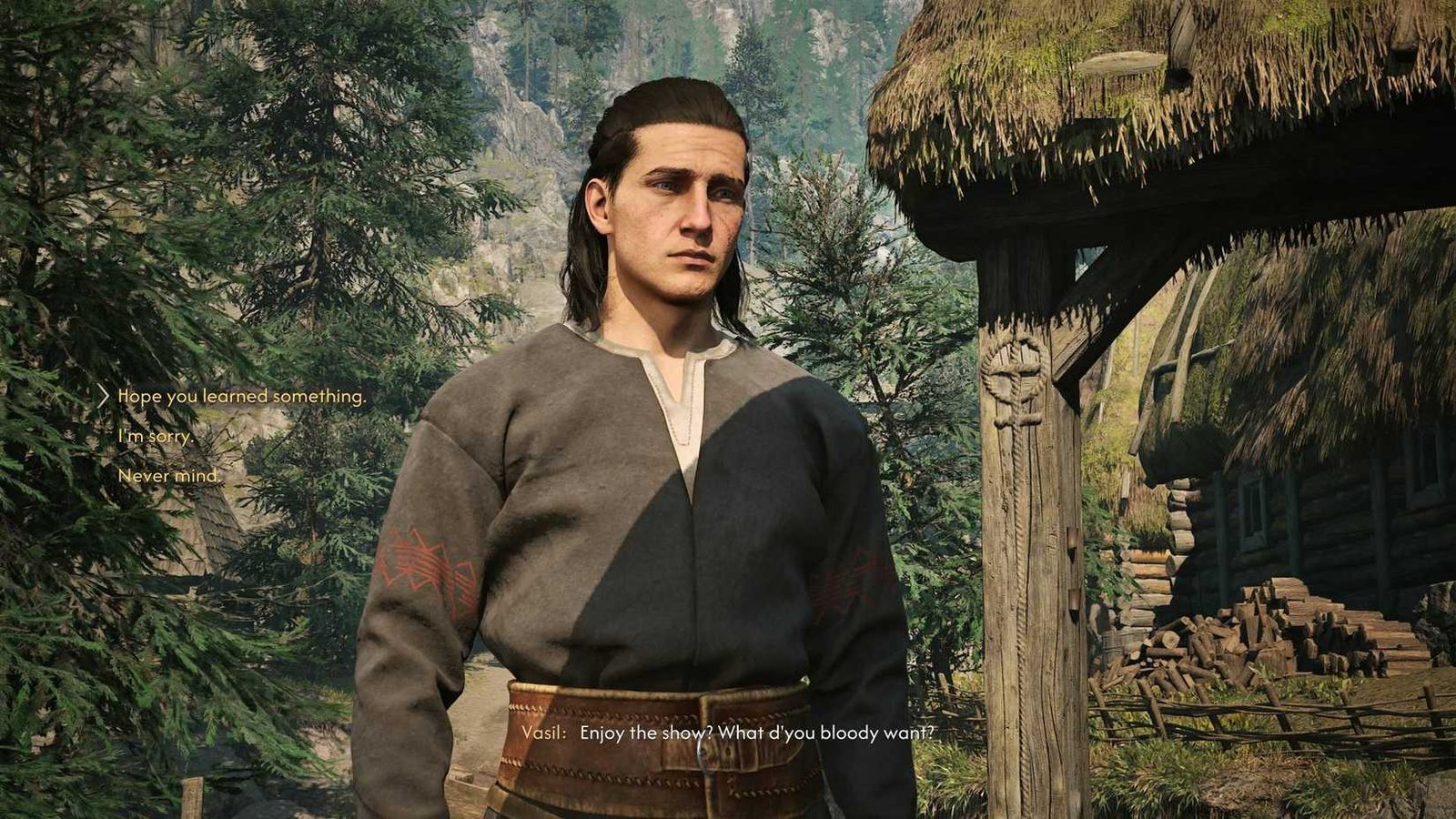 Coen conversando com Vasil ao final da missão Someone Needs a Lesson em The Blood of Dawnwalker