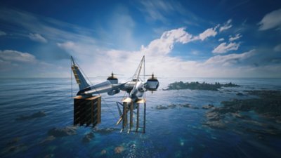 Highwind sobrevoando o mundo de Final Fantasy VII Revelation
