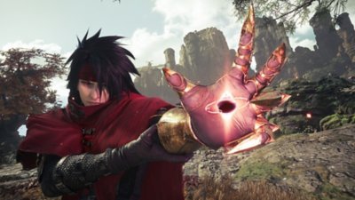 Vincent Valentine usando magia em Final Fantasy VII Revelation