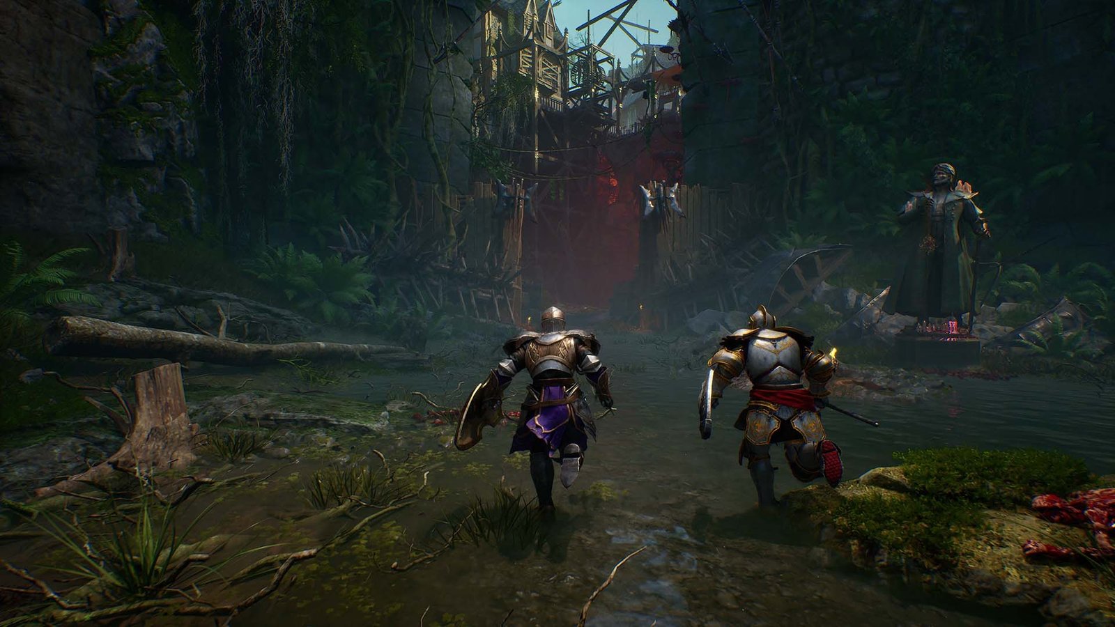 Screenshot de Crimson Moon com dois jogadores cooperando
