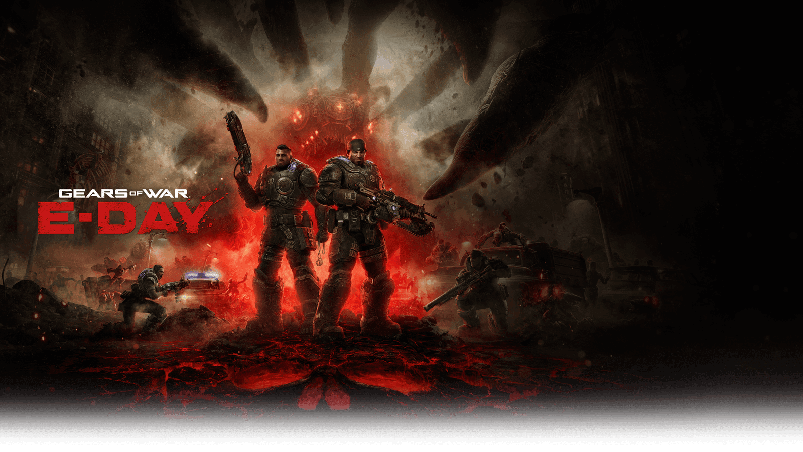 Arte oficial de Gears of War E-Day, prequel da franquia protagonizado por Marcus Fenix