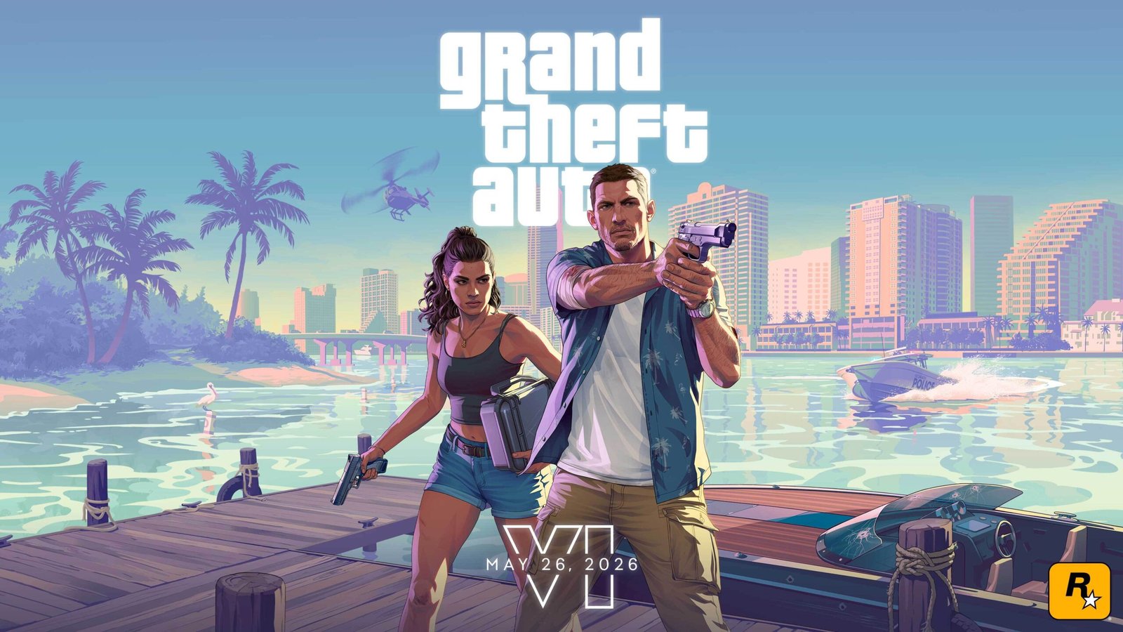 Imagem oficial de divulgação do Trailer 2 de GTA 6, publicada pela Rockstar Games em Vice City