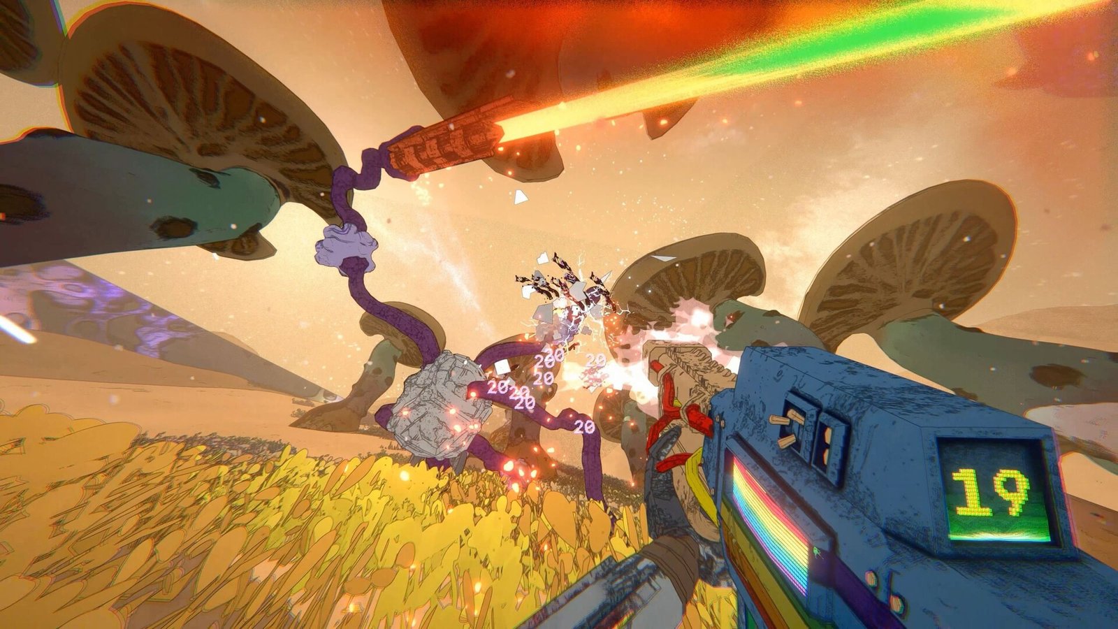 Mycopunk PS Plus mostra combate em primeira pessoa contra criaturas fúngicas