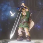 Link ergue a Master Sword em Ocarina of Time