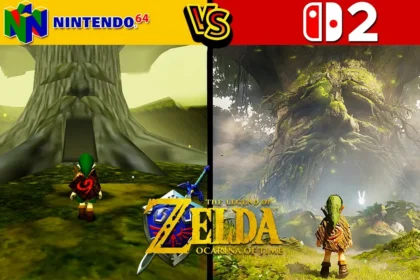 Comparação visual de Ocarina of Time no Nintendo 64 e Nintendo Switch 2